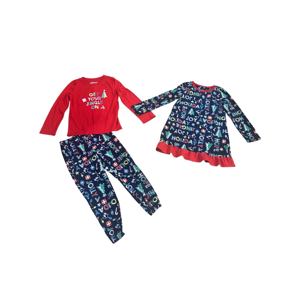 Jammies for Your Families Girls Christmas Pajama‎ Set Long Sleeve Pants Red Top